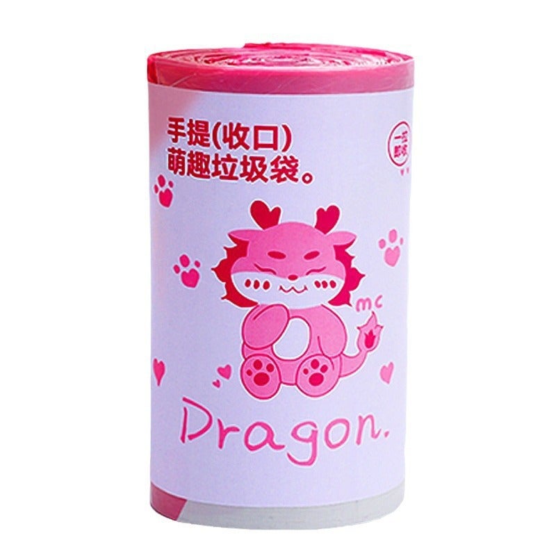 Drawstring Garbage Bag Large Roll Cartoon Bunny Print Brush String Bag Household Thickeneded Non-Dirty Hand Plastic Bag 100 Pieces - Image 1